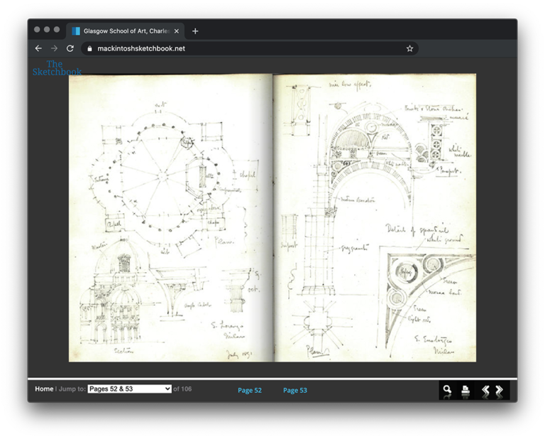 Mackintosh's Northern Italian Sketchbook - Original website capture