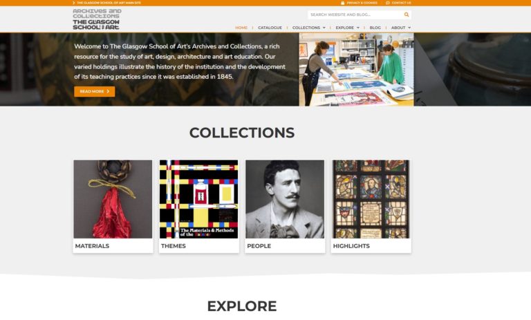 Image showing screenshot of The Glasgow School of Art Archives and Collections Website