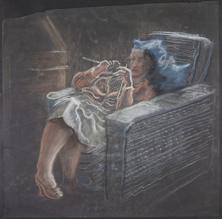 Study of a woman knitting by Norman McLaren