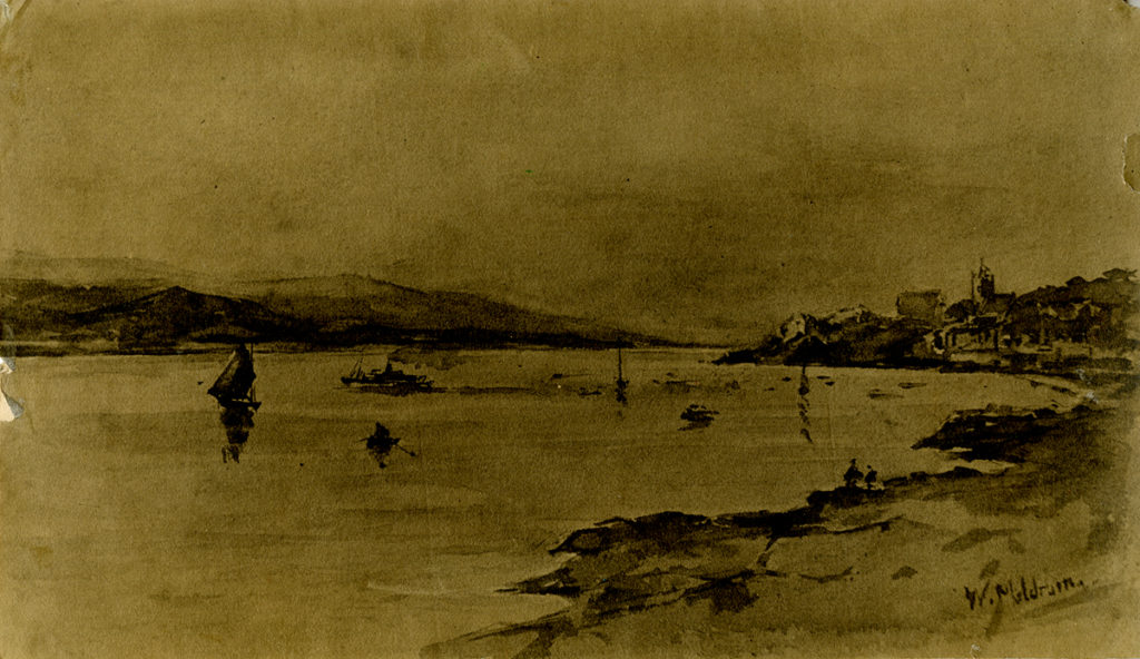 Figure 2. William Meldrum, Photograph of a bay view painting, c1890s-1920s, photograph, 100 x 175mm, DC 120/2/2.