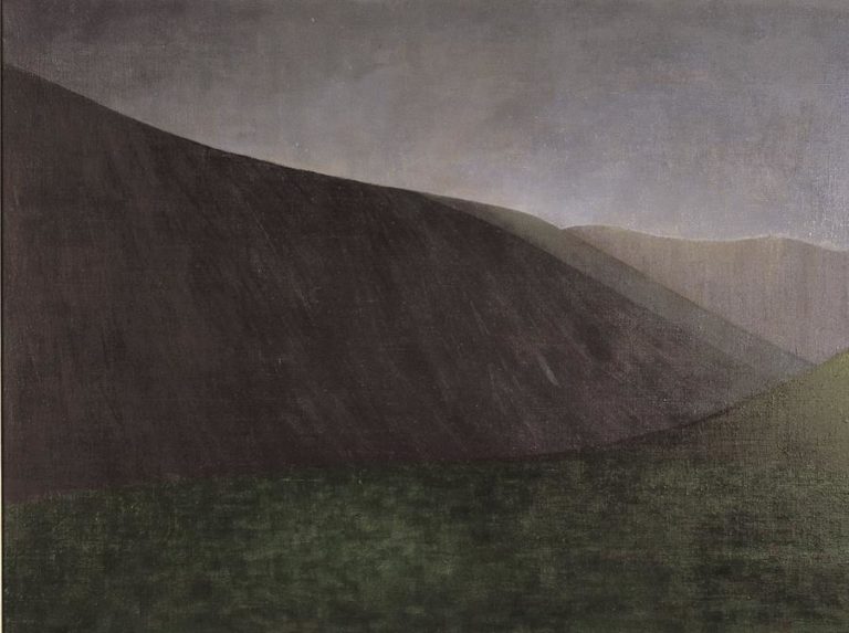 In the Hoy Hills (Orkney), 1977, Bet Low, oil on canvas 91.5 x 122.3 cm © Bet Low Trust.