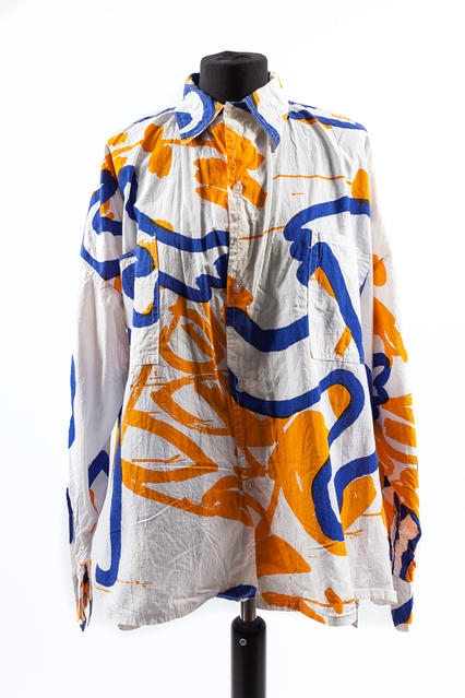 DC 089/3/2/2/v1, Orange and blue shirt by Fraser Taylor, 1983-87